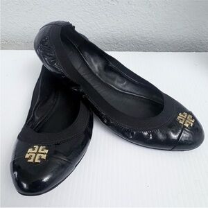 Tory Burch Jolie Elastic
Ballet Flats Black Patent Shoes Sz 10.5